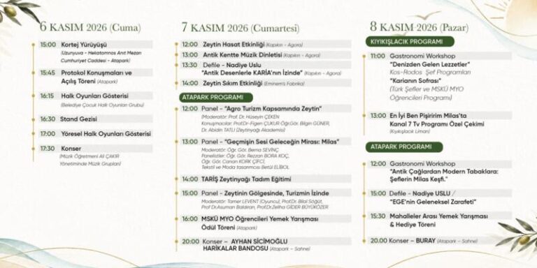Milas’ta festival heyecanı başlıyor: Üç gün boyunca zeytin, tarih ve müzik buluşacak …
